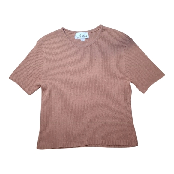 N Touch Ribbed Apricot Short Sleeve Top Size XL - Picture 1 of 7